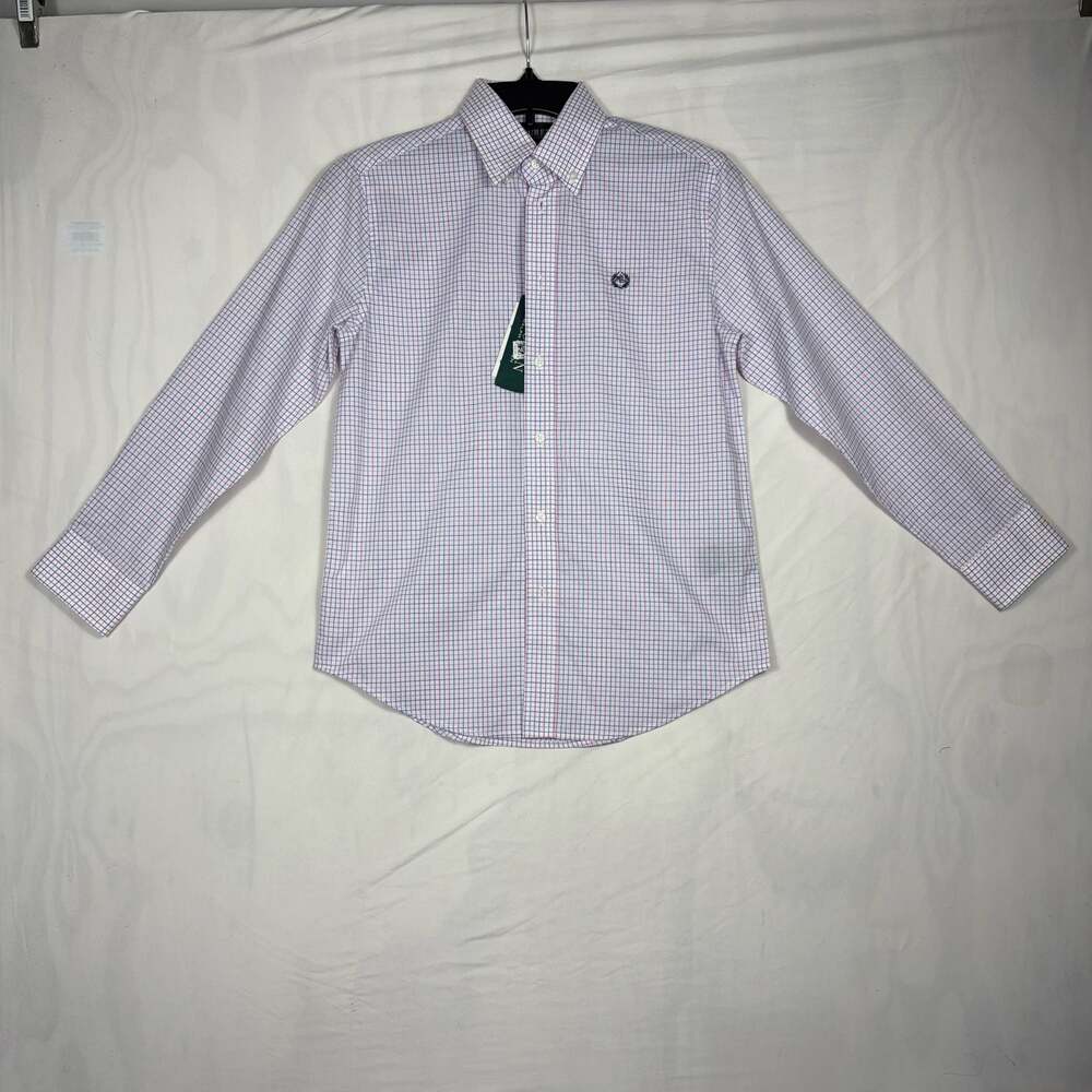 Lauren Ralph Lauren Boys Long Sleeve Button Down Plaid Shirt Size 14R Pink Blue